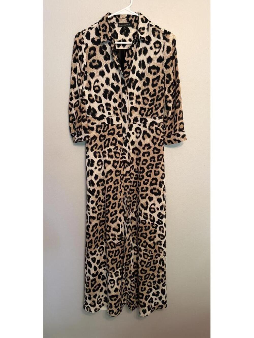 Banana Republic Leopard Print Button Down Dress Sz 2